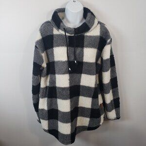 Maurices Buffalo Plaid Sherpa Sweatshirt Black & White  Womens M Medium  / B102